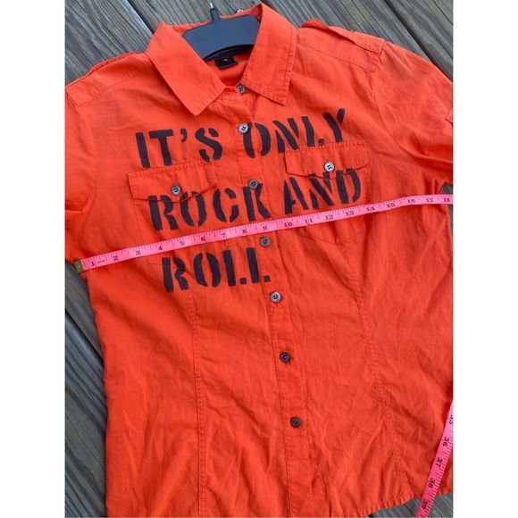 Marc Jacobs "It's Only Rock and Roll" Orange Button Up Blouse, Size 6 -Halloween - Picture 12 of 12